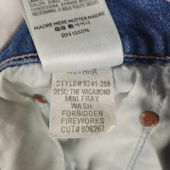 MOTHER Superior Vagabond Mini Fray Skirt Women Size 25 Blue‎ Denim USA Print - Picture 11 of 12